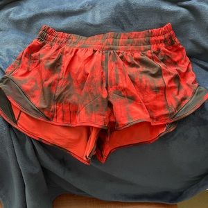 Lululemon Red and Black Hotty Hot Shorts